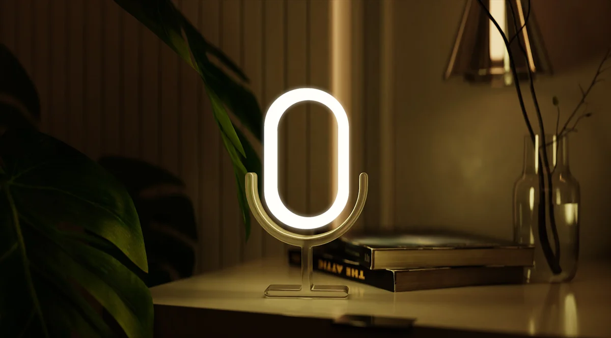 Abajora's illuminated logo reimagined as a bedside lamp